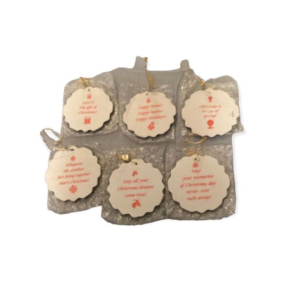 Vintage 80’s Snowflake Greetings Set of 6 Inspirational Verse Tree Ornam… - Picture 5 of 12